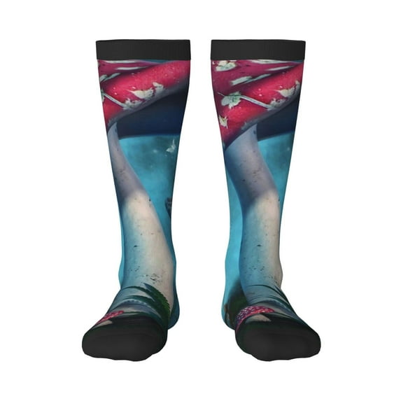 Fotbe Fantasy Mushrooms print Women's Men's Novelty Crew Socks Cotton Socks Knee High Socks for Walking,Running,Nurses,Pregnancy