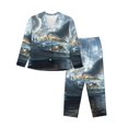 thumbnail image 1 of Fotbe Fantasy Swan Yacht Design Pattern Long Sleeve Pajama Set for Women,Sleepwear Set,2-piece Loungewear Set,Soft PJs Comfy Nightwear with Pockets -, 1 of 7