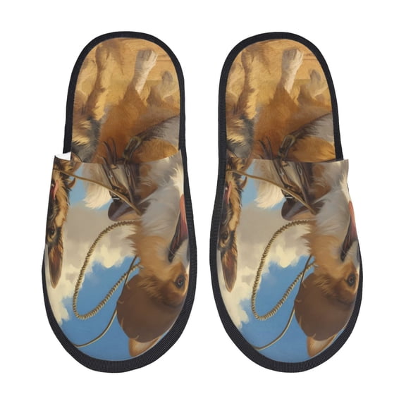Fotbe Farm Corgi German Shepherd Pattern Women's Fuzzy Slippers Plush Slippers Fluffy Winter House Shoes Indoor and Outdoor-Large