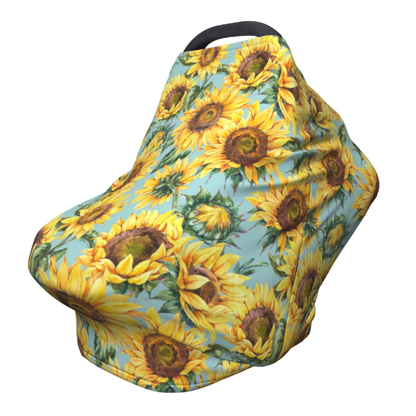 Fotbe Farmhouse Sunflower Pattern Car Seat Covers for Babies, Nursing Breastfeeding Cover Infant Carseat Canopy, Soft Stretchy Carrier Cover