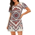 thumbnail image 1 of Fotbe Fashion Tatreez2 Pattern Women's Cotton Nightgown Sleepwear Short Sleeves Shirt Casual Print Sleepdress, 1 of 6