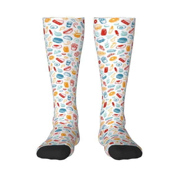 Fotbe Fast Food 2 print Women's Men's Novelty Crew Socks Cotton Socks Knee High Socks for Walking,Running,Nurses,Pregnancy