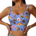 thumbnail image 1 of Fotbe Fastfoods Pattern Womens' Sports Bra Longline Wirefree Padded with Medium Support Sports Moisture-Wicking Workou Vest,Tank Top-Large, 1 of 1