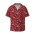 Fotbe Festive Reindeer print Short Sleeve Button Down Shirts for Men