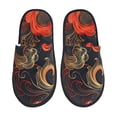 thumbnail image 1 of Fotbe Fiery Floral Pattern Pattern Women's Fuzzy Slippers Plush Slippers Fluffy Winter House Shoes Indoor and Outdoor-Large, 1 of 8