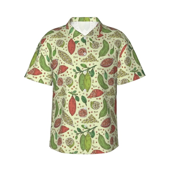 Fotbe Finger Lime Fruits Hawaiian Shirt for Men Unisex Summer Beach Casual Short Sleeve Cotton Linen Button Down Shirts-Large