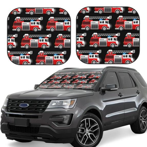 Fotbe Fire and Rescue Truck 2-Piece Car Windshield Sun Shade | Sun ...