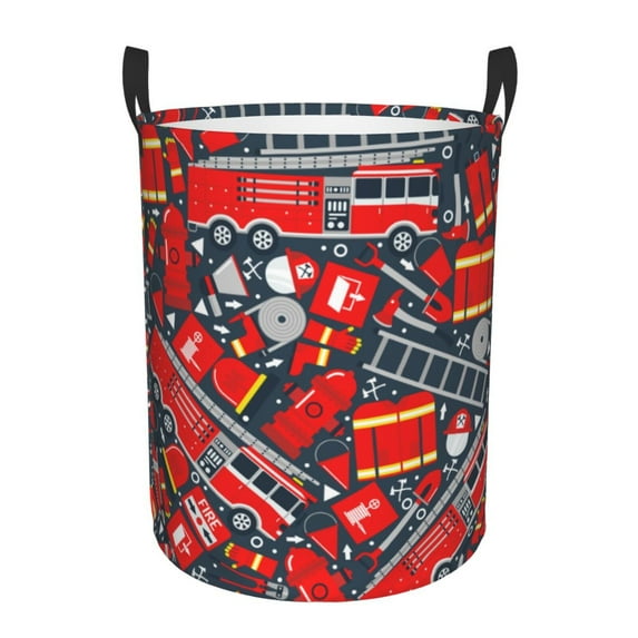 Fotbe Fire Sign Laundry Basket with Handles, Waterproof Large Laundry Hamper, Wash Bag for Corner Dorm, Rolling Laundry Basket with Handles-Small