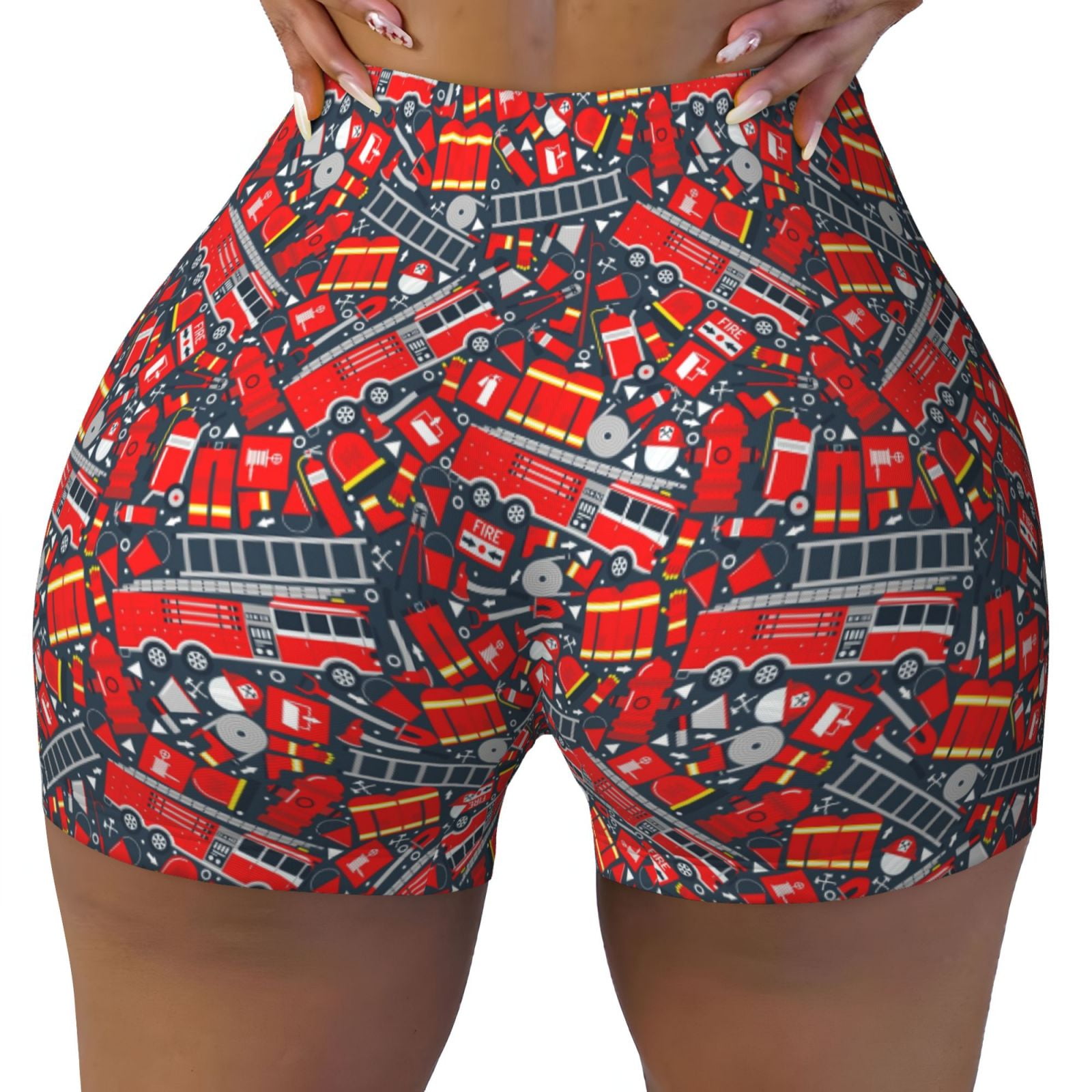 Fotbe Fire Sign Seamless Shorts, Womens Workout Shorts High Waist