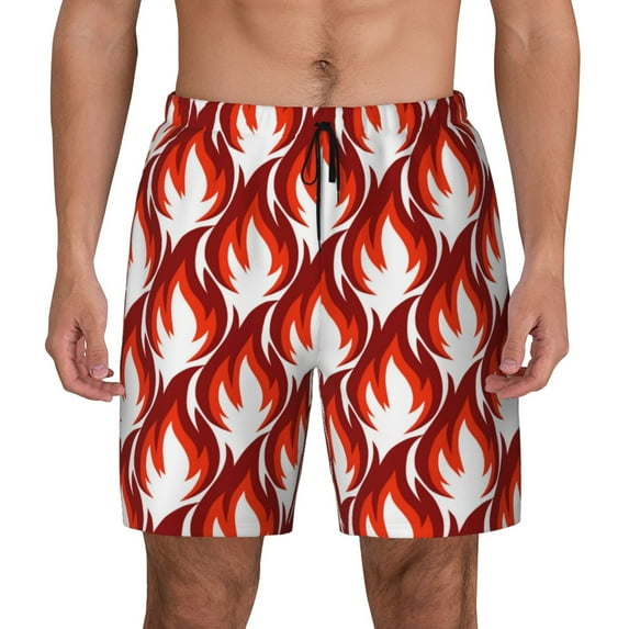 Fotbe Fire Symbols Men’s Swim Trunks Quick Dry Swim Shorts Board Shorts with Mesh Lining-Medium