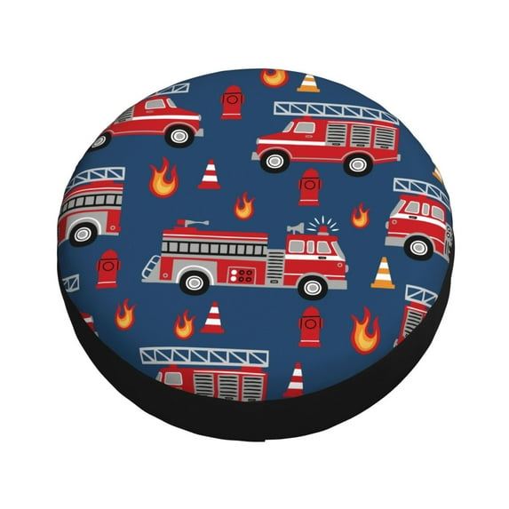 Fotbe Fire Truck 1 Spare Tire Cover Thickening Universal Fit for Jeep, Trailer, RV, SUV, Truck, Tough Tire Wheel Soft Cover-16 inch