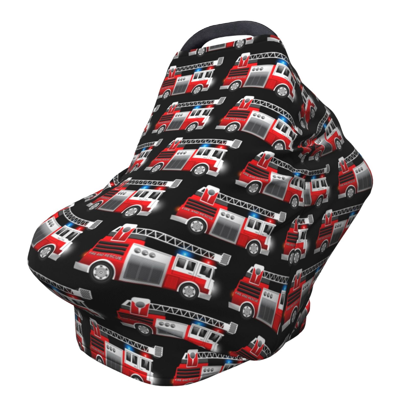 Fotbe Fire and Rescue Truck Pattern Car Seat Covers for Babies, Nursing Breastfeeding Cover Infant Carseat Canopy, Soft Stretchy Carrier Cover