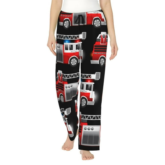 Fotbe Fire and Rescue Truck Women's Pajama Pants,Sleepwear Pants,Pj Bottoms Drawstring And Pockets-XX-Large