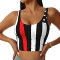 thumbnail image 1 of Fotbe Firefighters USA Flag Pattern Womens' Sports Bra Longline Wirefree Padded with Medium Support Sports Moisture-Wicking Workou Vest,Tank Top-, 1 of 7