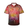thumbnail image 1 of Fotbe Fireworks Hawaiian Shirt for Men Unisex Summer Beach Casual Short Sleeve Cotton Linen Button Down Shirts-XX-Large, 1 of 5