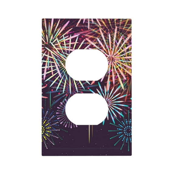 Fotbe Fireworks2 Print Duplex Receptacle Wall Plate, 1-Gang 5.0" x3.0" Wall Outlet Covers, Dual Outlet Faceplates Covers, Color-matched Screws Included-Style S
