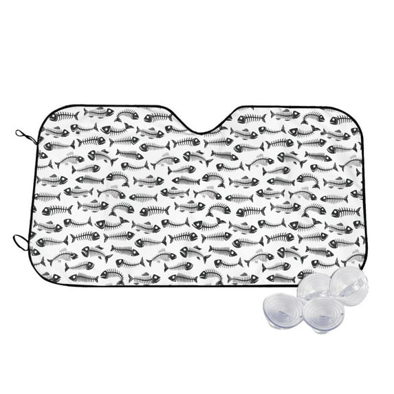 Fotbe Fish Bones Car Windshield Sunshade | Sun Visor Protector Front Window Shade, Keeps Out UV Rays, Keeps Your Vehicle Cool-Medium