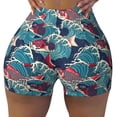 thumbnail image 1 of Fotbe Fish In The Wave Seamless Shorts, Womens Workout Shorts High Waist Stretch Booty Short for Gym/Yoga/Running/Biking-Small, 1 of 1