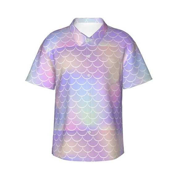 Fotbe Fish Scale1 Hawaiian Shirt For Men Unisex Summer Beach Casual Short Sleeve Cotton Linen Button Down Shirts-Small