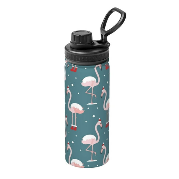 Fotbe Flamingo Pattern 18 Oz Sports Insulated Kettle Vacuum Cup Stainless Steel Travel Mug Cup Thermal Flask,Insulated Kettle for Cycling Gym Basketball Outdoor