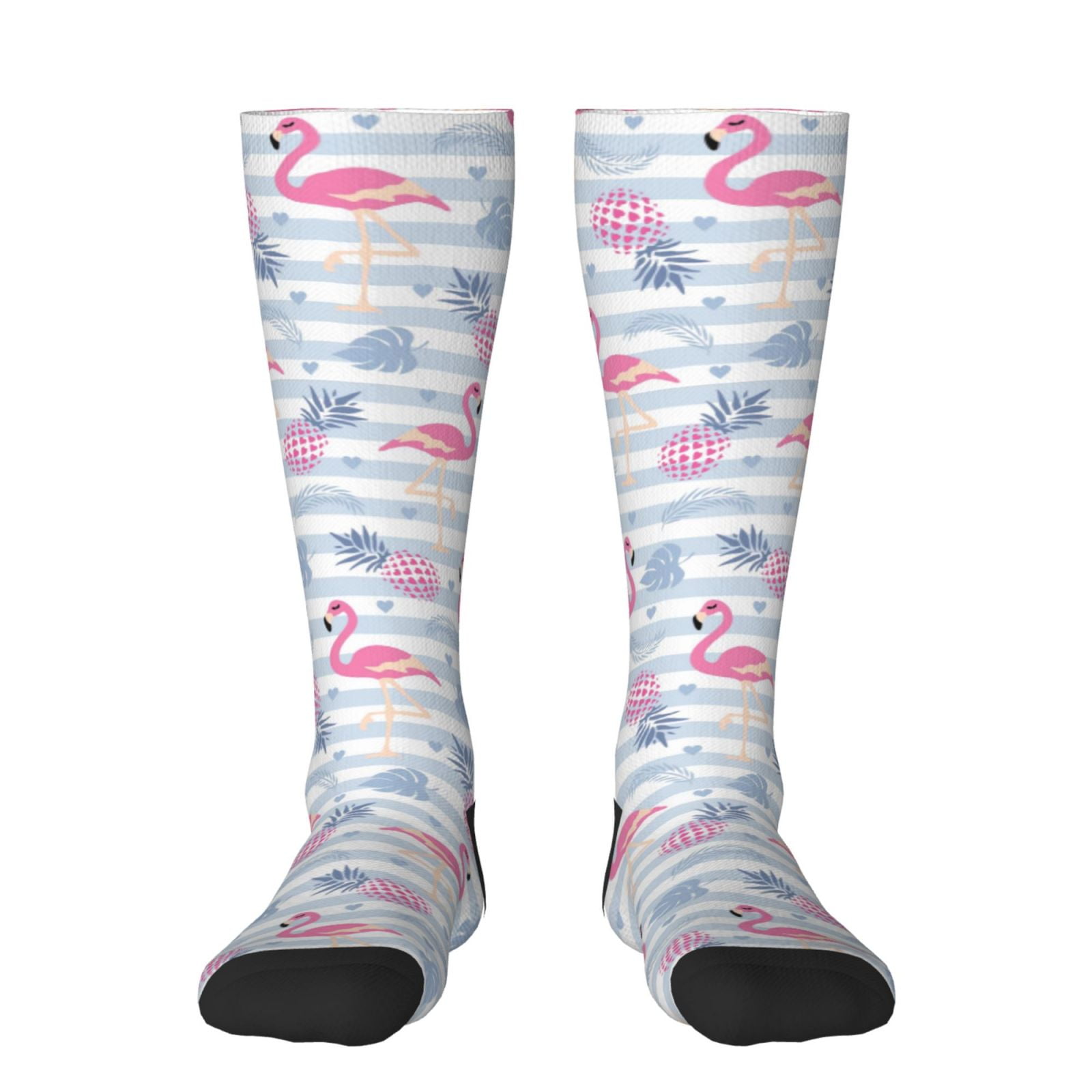 Fotbe Flamingo and Pineapple print Women's Men's Novelty Crew Socks ...