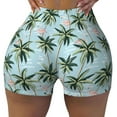 thumbnail image 1 of Fotbe Flamingos And Palms Seamless Shorts, Womens Workout Shorts High Waist Stretch Booty Short for Gym/Yoga/Running/Biking-Small, 1 of 9