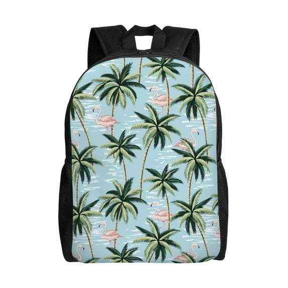 Fotbe Flamingos And Palms Travel Laptop Backpack, Business Slim Sturdy Laptops Backpack, Water Resistant College School Computer Bag Gift for Men & Women Fits 15.6 Inch Notebook