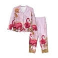 thumbnail image 1 of Fotbe Flamingos In The Tropical Forest Pattern Long Sleeve Pajama Set for Women,Sleepwear Set,2-piece Loungewear Set,Soft PJs Comfy Nightwear with Pockets -X-Large, 1 of 7