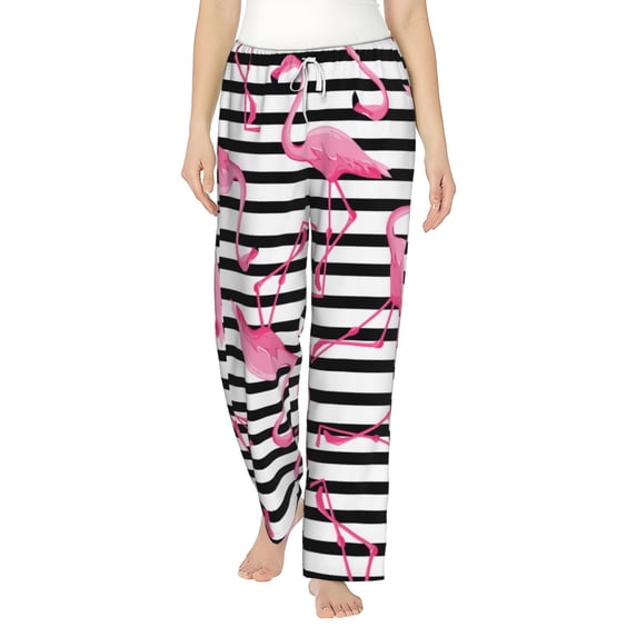 Fotbe Flamingos Women's Pajama Pants,Sleepwear Pants,Pj Bottoms Drawstring And Pockets-Large