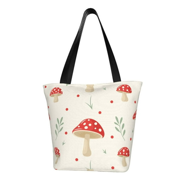 Fotbe Flat Mushrooms Pattern Beach Tote,Shoulder Handbag,Spacious Tote Bag,Lightweight Travel Bag,Versatile Shopping Bag