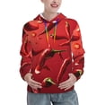 thumbnail image 1 of Fotbe Floating Red Chili Peppers Pattern Womens Long Sleeve Hoodie, Pullover Hooded Sweatshirt, Kangaroo Pocket Hoodie with Eye-catching Drawstrings-Medium, 1 of 7