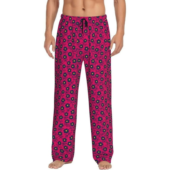 Fotbe Floral Colorful Men's Pajama Pants,Sleepwear Pants,Pj Bottoms Drawstring And Pockets-Large