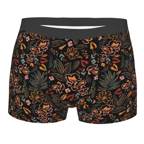 Fotbe Floral Men’s Total Support Pouch Boxer Briefs, X-Temp Cooling, Moisture-Wicking Underwear, Regular, Long-leg and Trunk-XX-Large