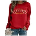 thumbnail image 1 of Ladies Fashion Casual Letter Printed Round Neck Long Sleeve Hoodie Top 1 Fuzzy Pullover Women Ladies Tops Long Sleeve Active Women Fitted Pullover Sweater Women Drawstring Waist Sweatshirt Women, 1 of 3