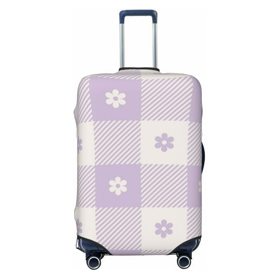 Fotbe Floral Purple Buffalo Plaid Luggage Cover Protector,Suitcase Protector,Scratch and Dirt Resistant,Fits 18-32 Inch Luggage-Small