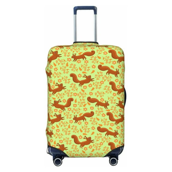 Fotbe Floral Squirrel Luggage Cover Protector,Suitcase Protector,Scratch and Dirt Resistant,Fits 18-32 Inch Luggage-Large
