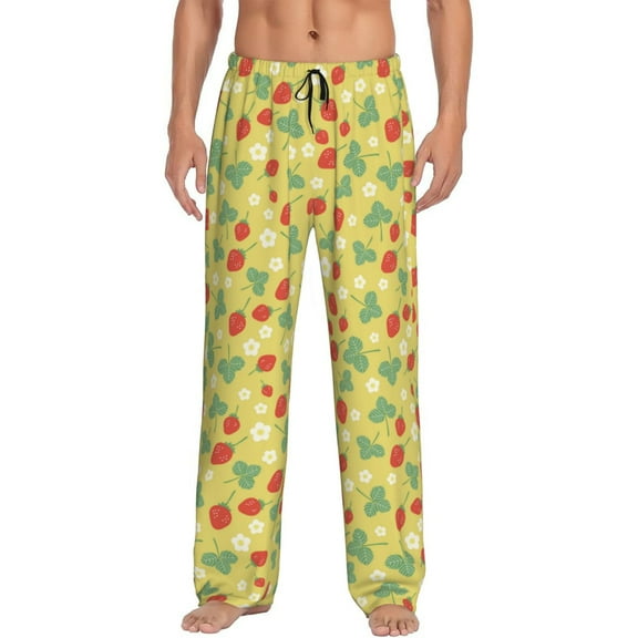 Fotbe Floral Strawberr Men's Pajama Pants,Sleepwear Pants,Pj Bottoms Drawstring And Pockets-Medium