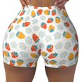 Fotbe Floral Strawberr Seamless Shorts, Womens Workout Shorts High