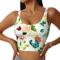 thumbnail image 1 of Fotbe Floral Vintage Pattern Womens' Sports Bra Longline Wirefree Padded with Medium Support Sports Moisture-Wicking Workou Vest,Tank Top-, 1 of 7