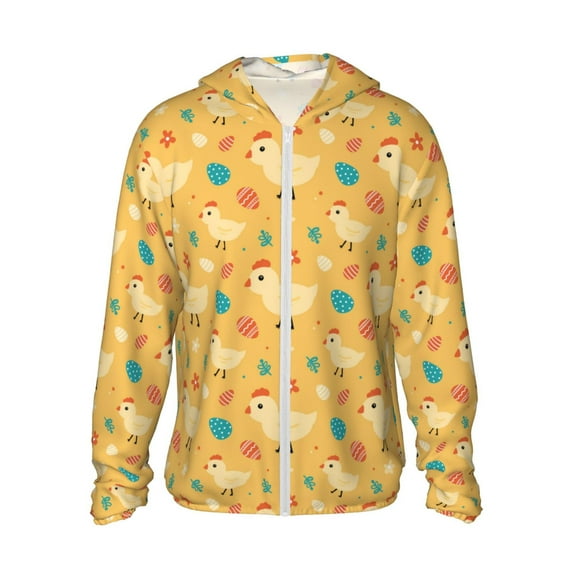 Fotbe Flowe Chicken Men's Women's UPF 50+ Sun Protection Jacket Hooded Cooling Shirt with Pockets Hiking Outdoor Performance-Large
