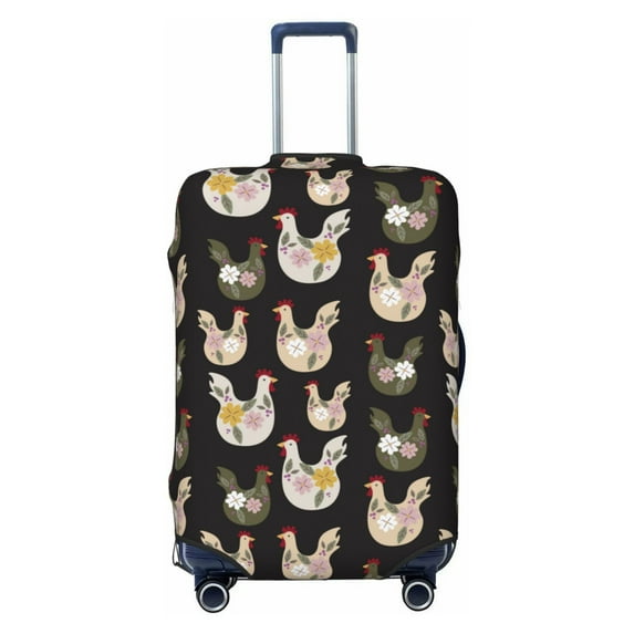 Fotbe Flowe Rooster Luggage Cover Protector,Suitcase Protector,Scratch and Dirt Resistant,Fits 18-32 Inch Luggage-Large