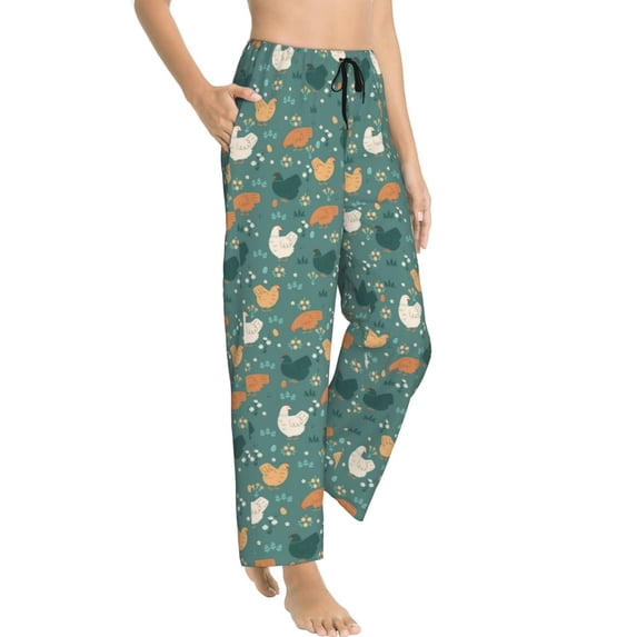 Fotbe Flowe Rooster Women's Pajama Pants,Sleepwear Pants,Pj Bottoms Drawstring And Pockets-Large