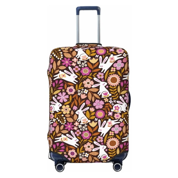 Fotbe Flower Bunny Luggage Cover Protector,Suitcase Protector,Scratch and Dirt Resistant,Fits 18-32 Inch Luggage-Medium
