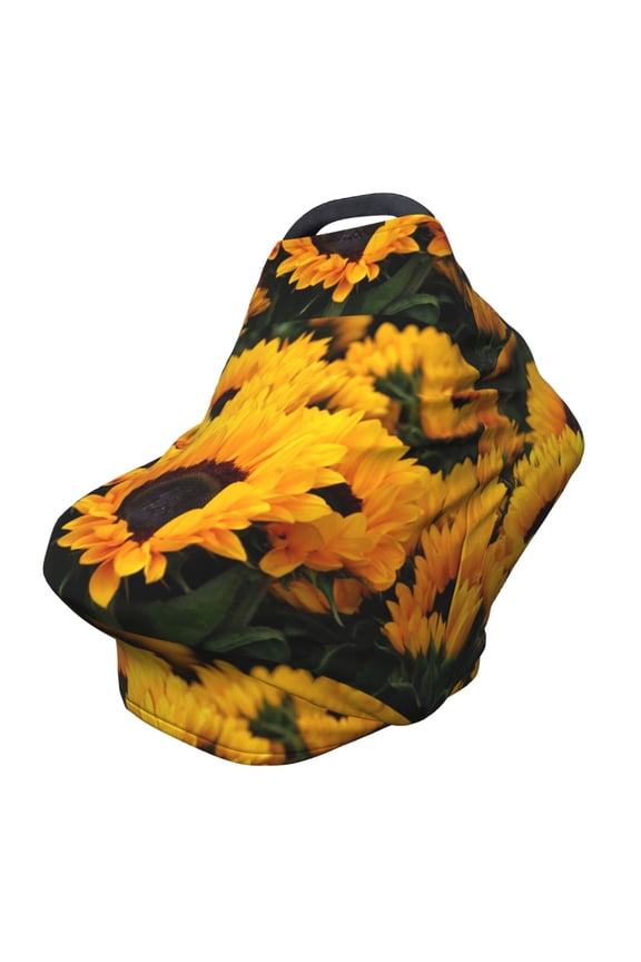 Flower Bush Sunflower Pattern Car Seat Covers for Babies, Nursing Breastfeeding Cover Infant Carseat Canopy, Soft Stretchy Carrier Cover