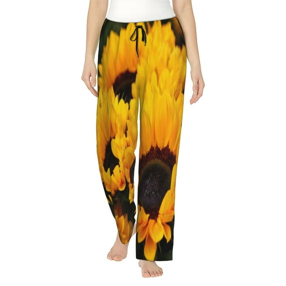 Fotbe Flower Bush Sunflower Women's Pajama Pants,Sleepwear Pants,Pj Bottoms Drawstring And Pockets-Large
