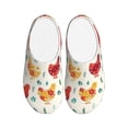 thumbnail image 1 of Fotbe Flower Chicken Pattern Women's Fuzzy Curly Fur Memory Foam Loafer Slippers Indoor Outdoor Slippers Winter Home Shoes-42/43, 1 of 7