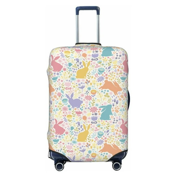 Fotbe Flower Color Rabbit Luggage Cover Protector,Suitcase Protector,Scratch and Dirt Resistant,Fits 18-32 Inch Luggage-Small