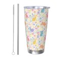 thumbnail image 1 of Fotbe Flower Color Rabbit Pattern 20 oz Tumbler Stainless Steel Vacuum Insulated Coffee Ice Cup Double Wall Travel Flask Leak-proof Coffee Cup-Straw Two-piece Set, 1 of 8