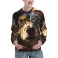 thumbnail image 1 of Fotbe Flower Crown Dog Pattern Womens Long Sleeve Hoodie, Pullover Hooded Sweatshirt, Kangaroo Pocket Hoodie with Eye-catching Drawstrings-Small, 1 of 7
