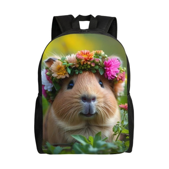 Fotbe Flower Crown Guinea Pig Travel Laptop Backpack, Business Slim Sturdy Laptops Backpack, Water Resistant College School Computer Bag Gift for Men & Women Fits 15.6 Inch Notebook